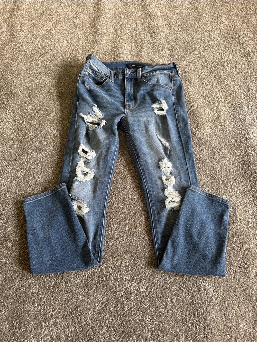 Aeropostale Distressed Blue Denim Jeggings